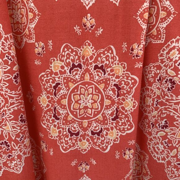 TORRID Top Womens 4XL Red Bandana Smocked Knit Gauze Crepe Off Shoulder Peasant - Picture 8 of 11